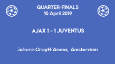 Ajax vs Juventus 1-1 in the first leg of the Champions League 2019 quarter-finals