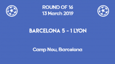 5-1 Easy game for Barcelona against Lyon in the second leg of Champions League 2019 round of 16